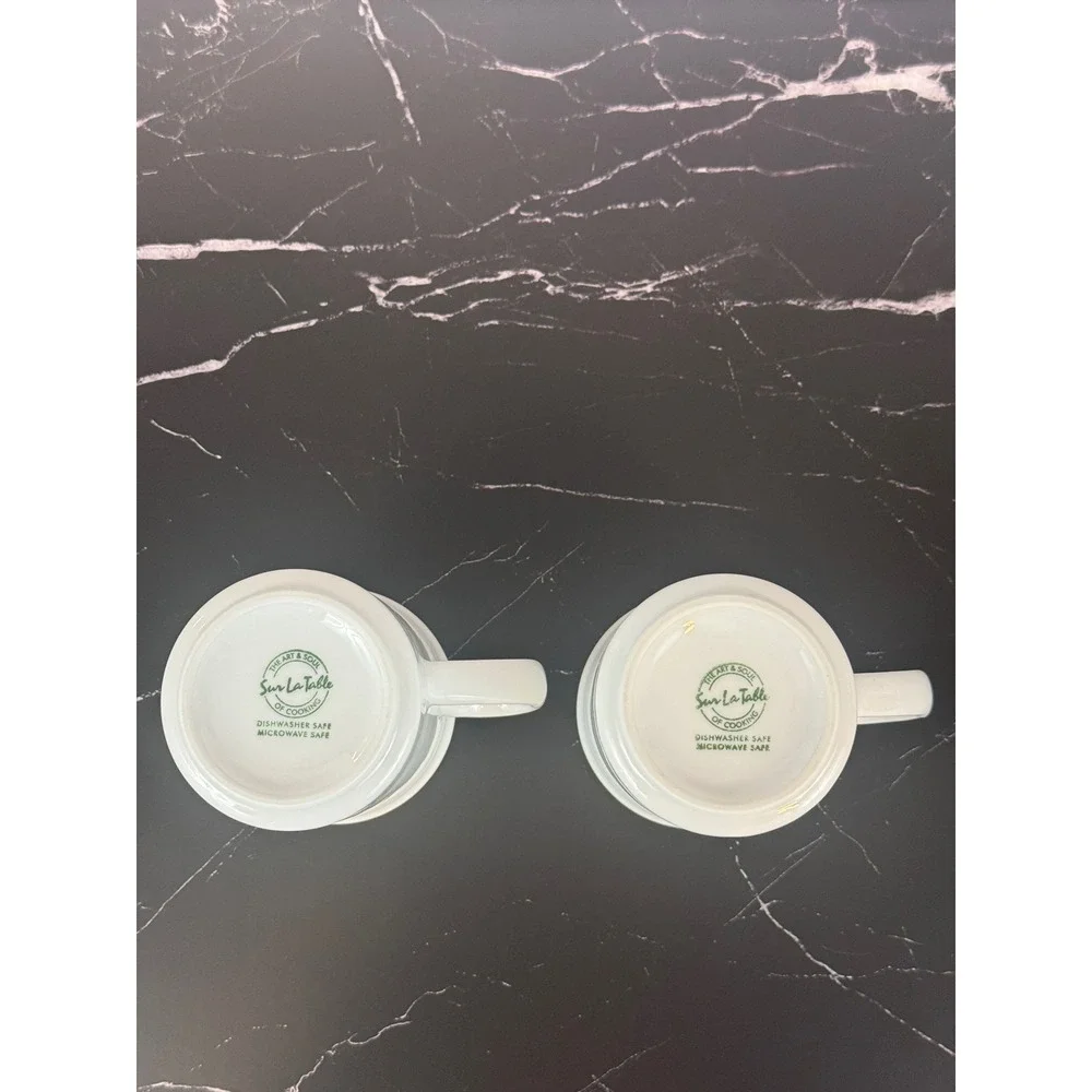 Sur La Table PAIR (2) White Ceramic Bistro Mugs